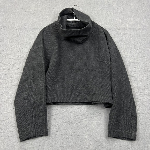 Lululemon Sweatshirt Women's S/M Ribbed Funnel Neck Pullover Texture Crop W3EOQS - Picture 1 of 8